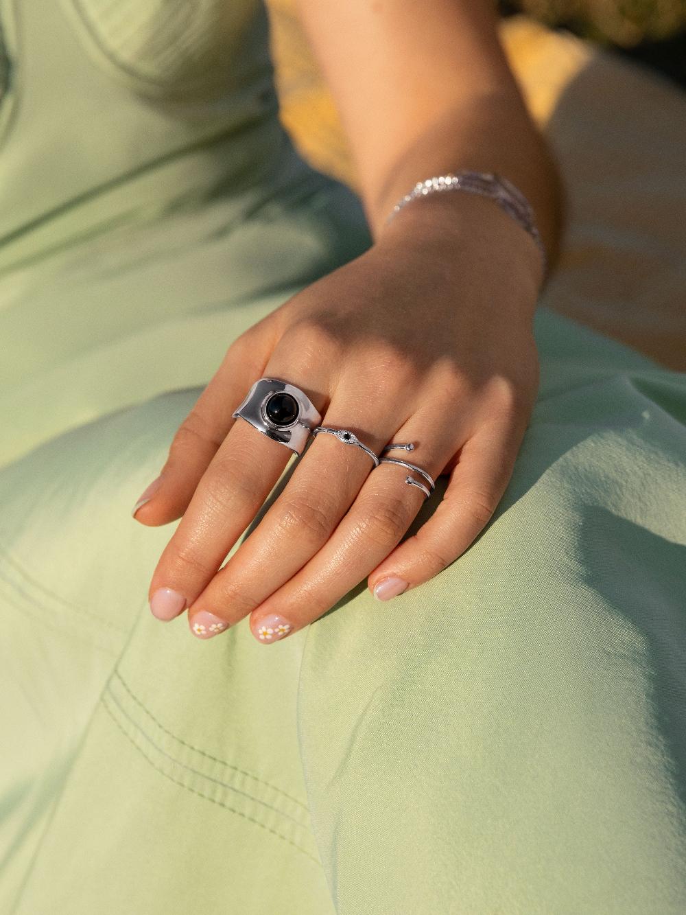 singularu Anillo Double Dot Plata Rebajas