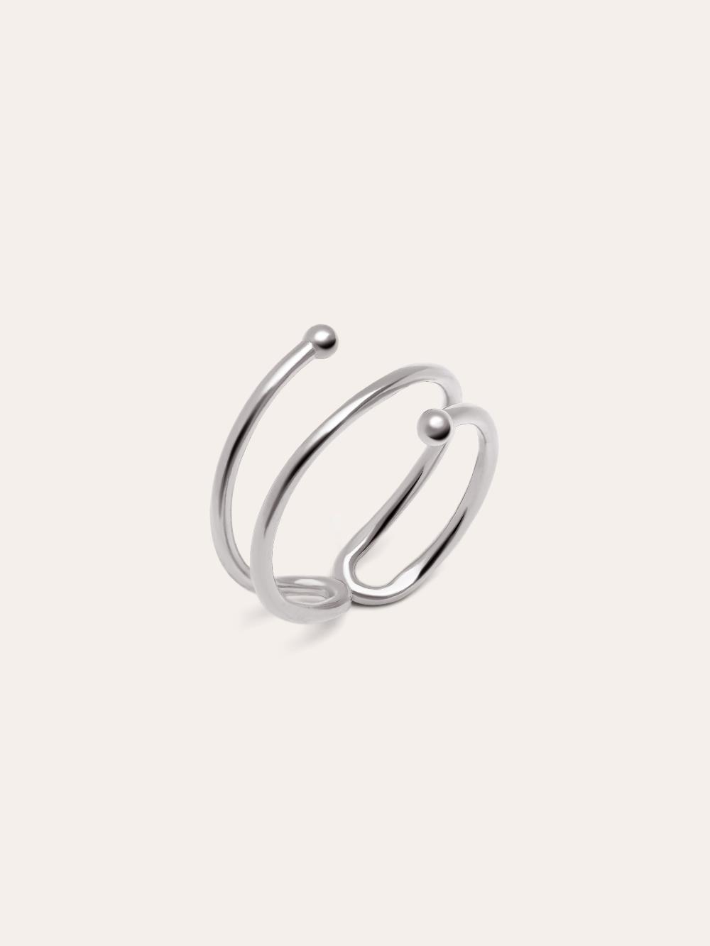 singularu Anillo Double Dot Plata Rebajas
