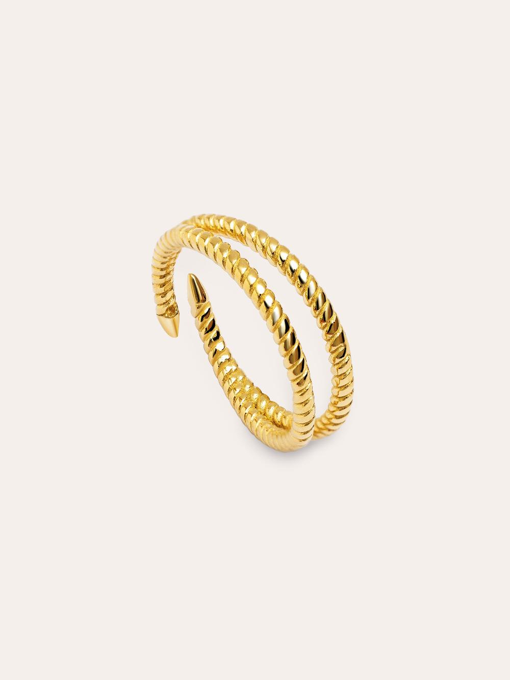singularu Anillo Doble Twist Plata Baño Oro Gran oferta