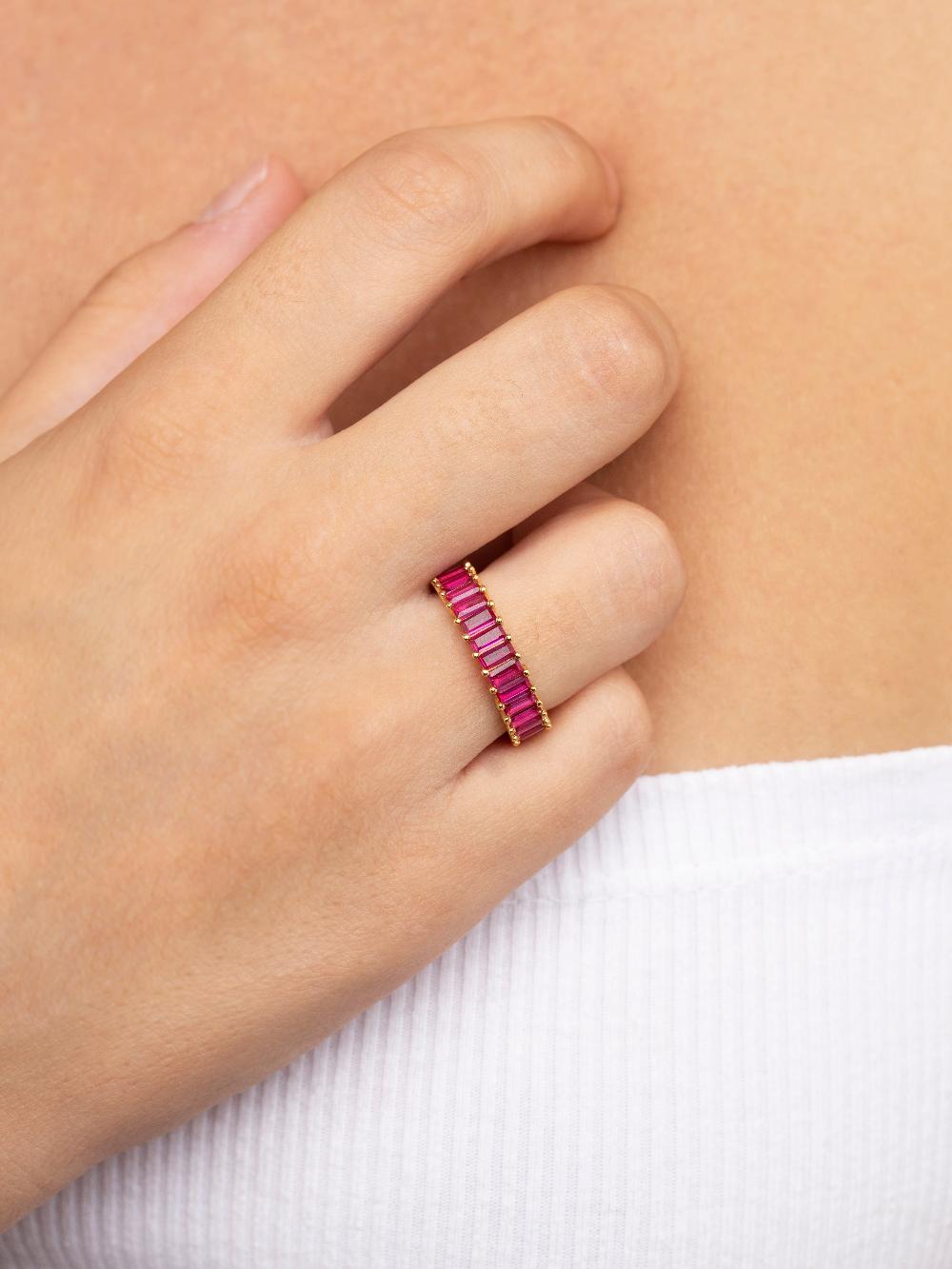 singularu Anillo Sia Raspberry Plata Baño Oro Los más vendidos