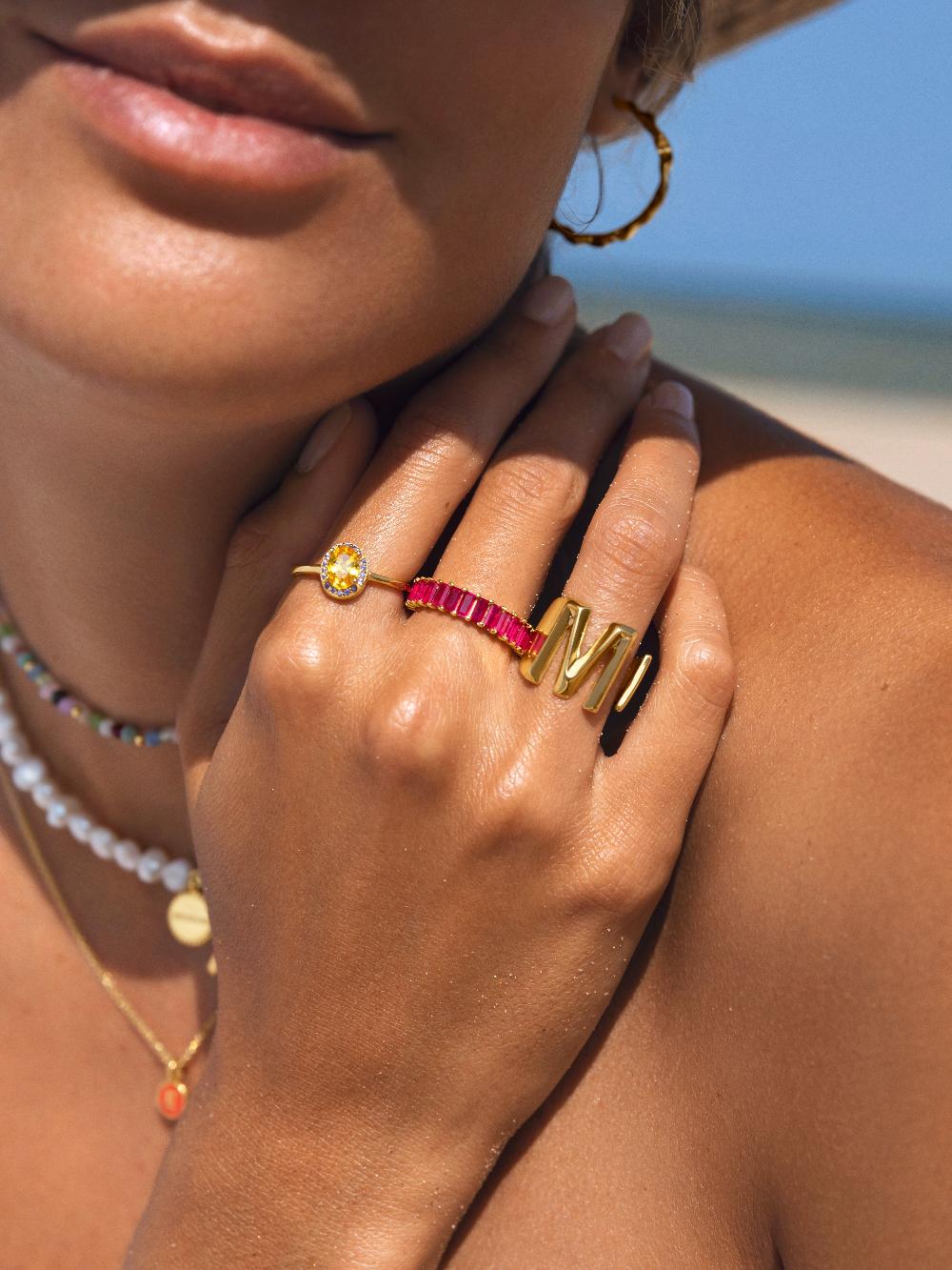singularu Anillo Sia Raspberry Plata Baño Oro Los más vendidos