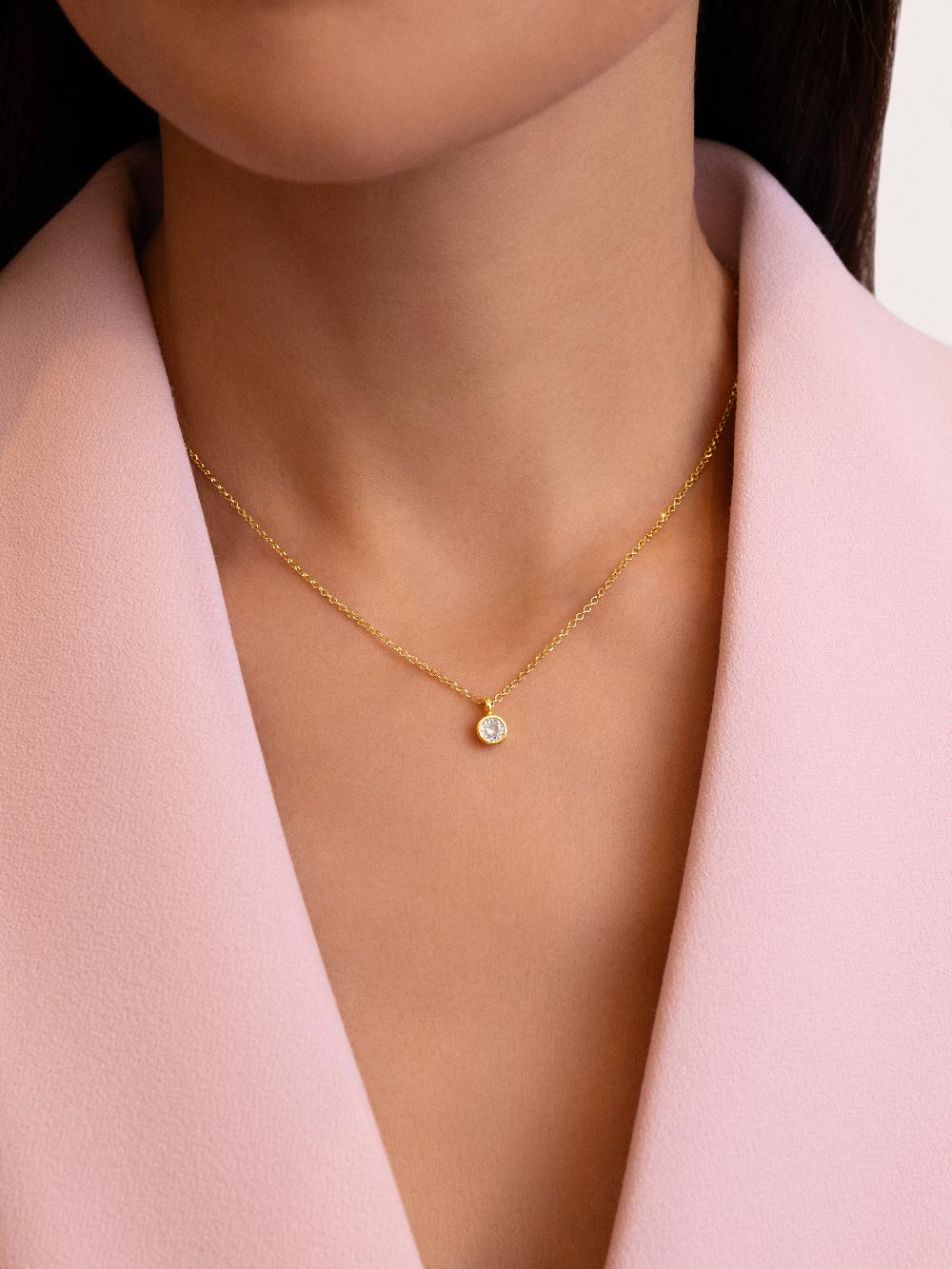 singularu Collar Single Spark Plata Baño Oro Liquidación
