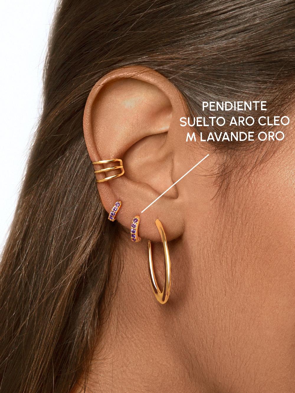 singularu Pendiente Suelto Aro Cleo M Lavande Plata Baño Oro Superdescuento