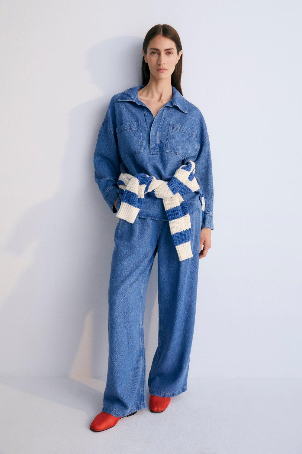 the new society Micenas Mujer Pant Mid Mid Blue Denim Rebajas baratas