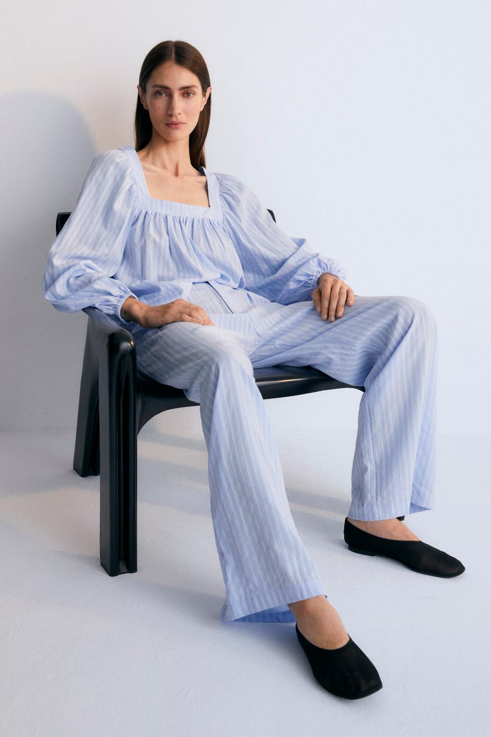 the new society Symi woman blusa polvo azul Descuento