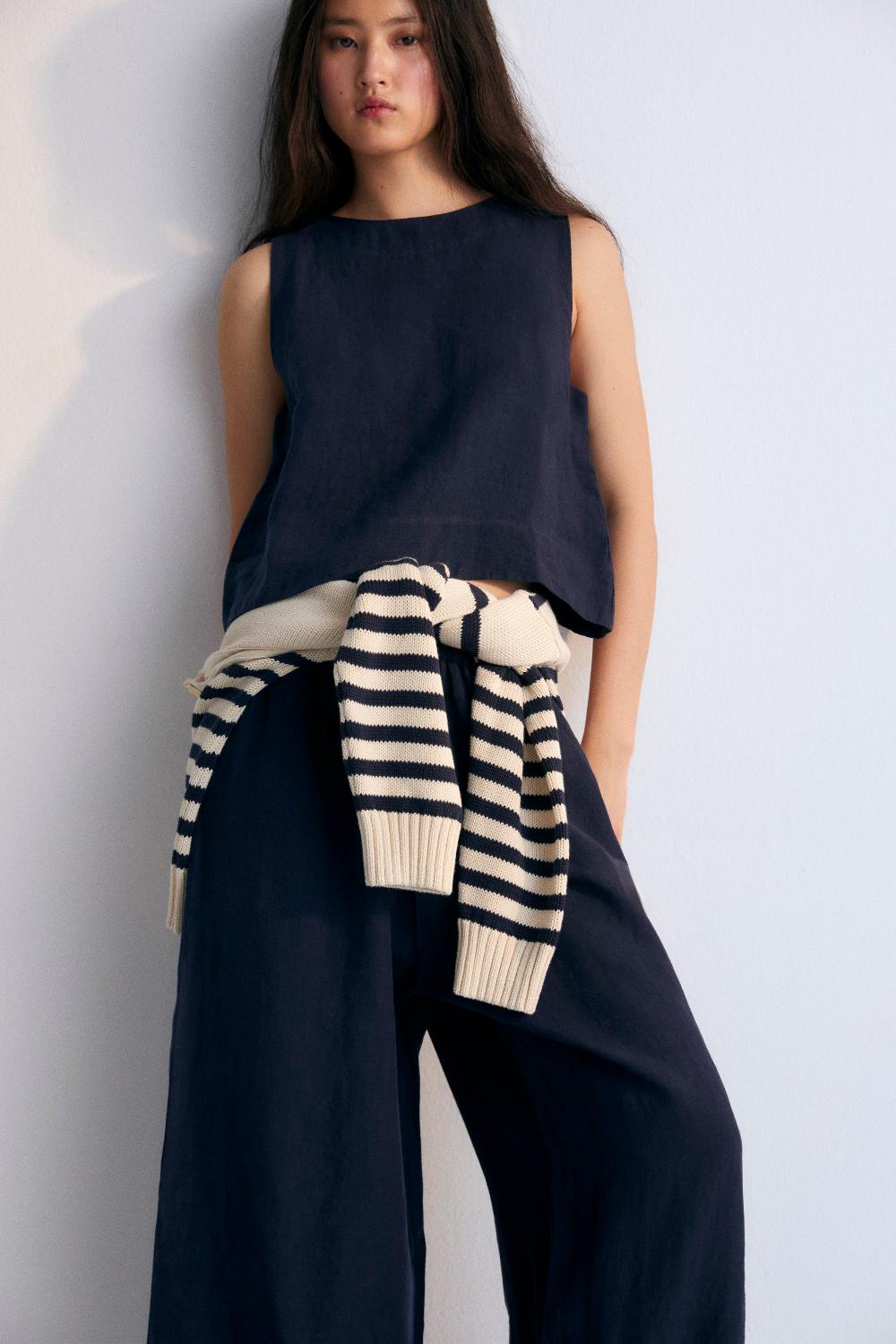 the new society Hera Mujer Top Navy Grandes ahorros