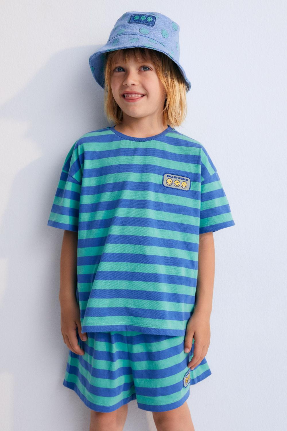 the new society Smiley Short Stripes Cobalto SmileyWorld®