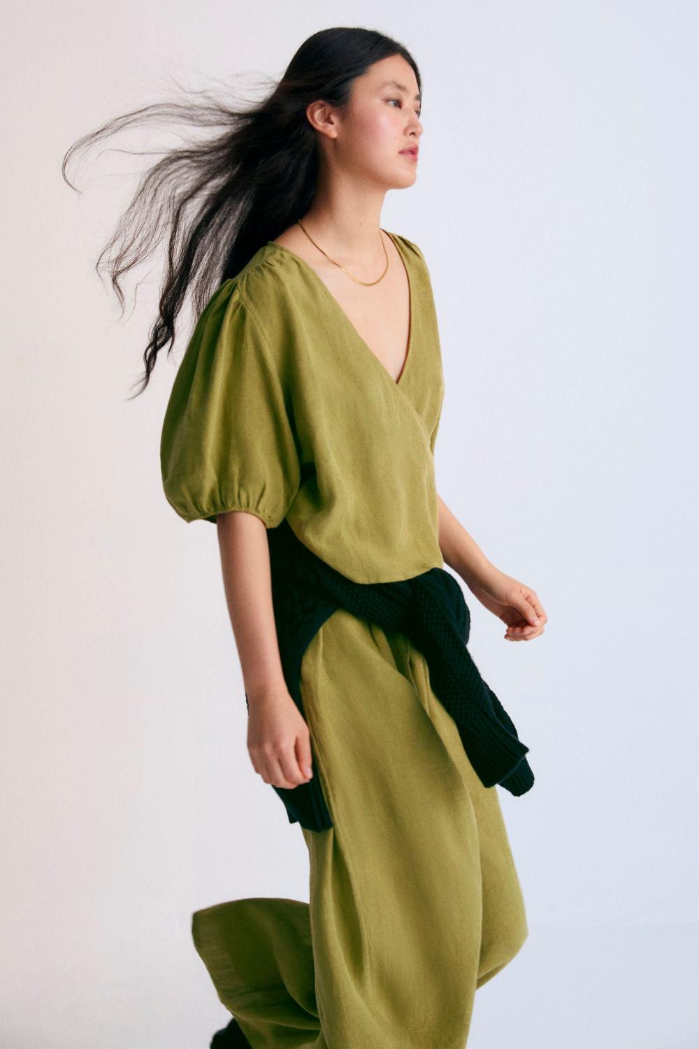 the new society Hera mujer blusa oliva Ofertas especiales