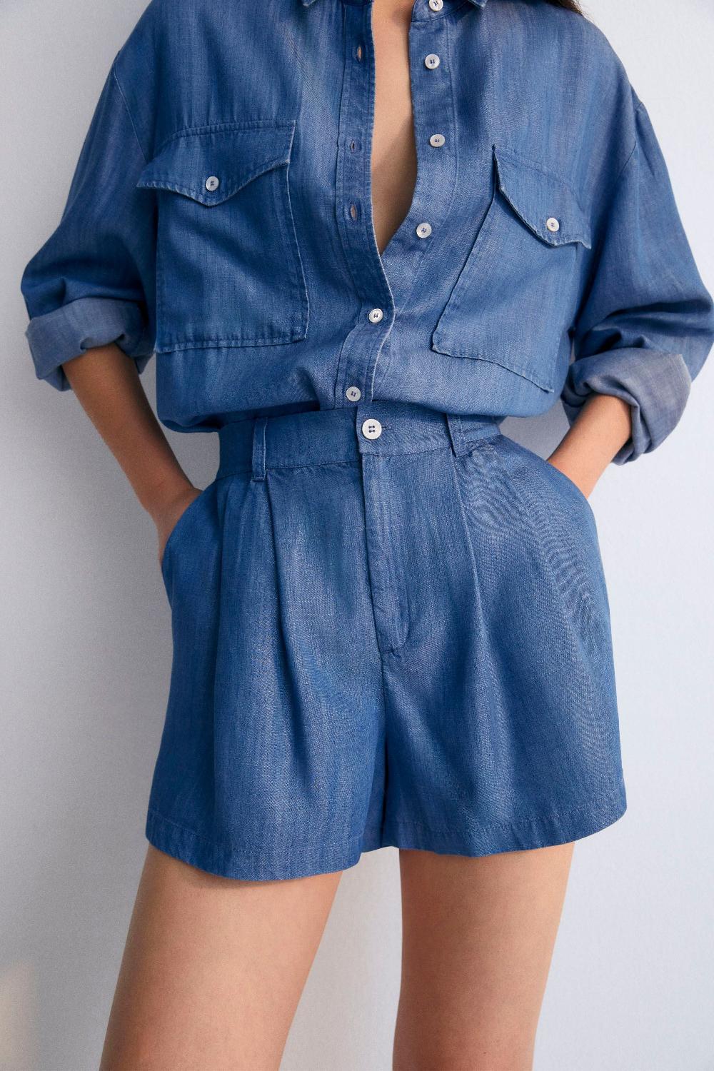 the new society Ophelia mujer corta polvo azul Descuento