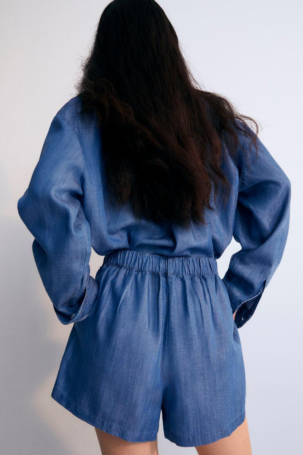 the new society Ophelia mujer corta polvo azul Descuento