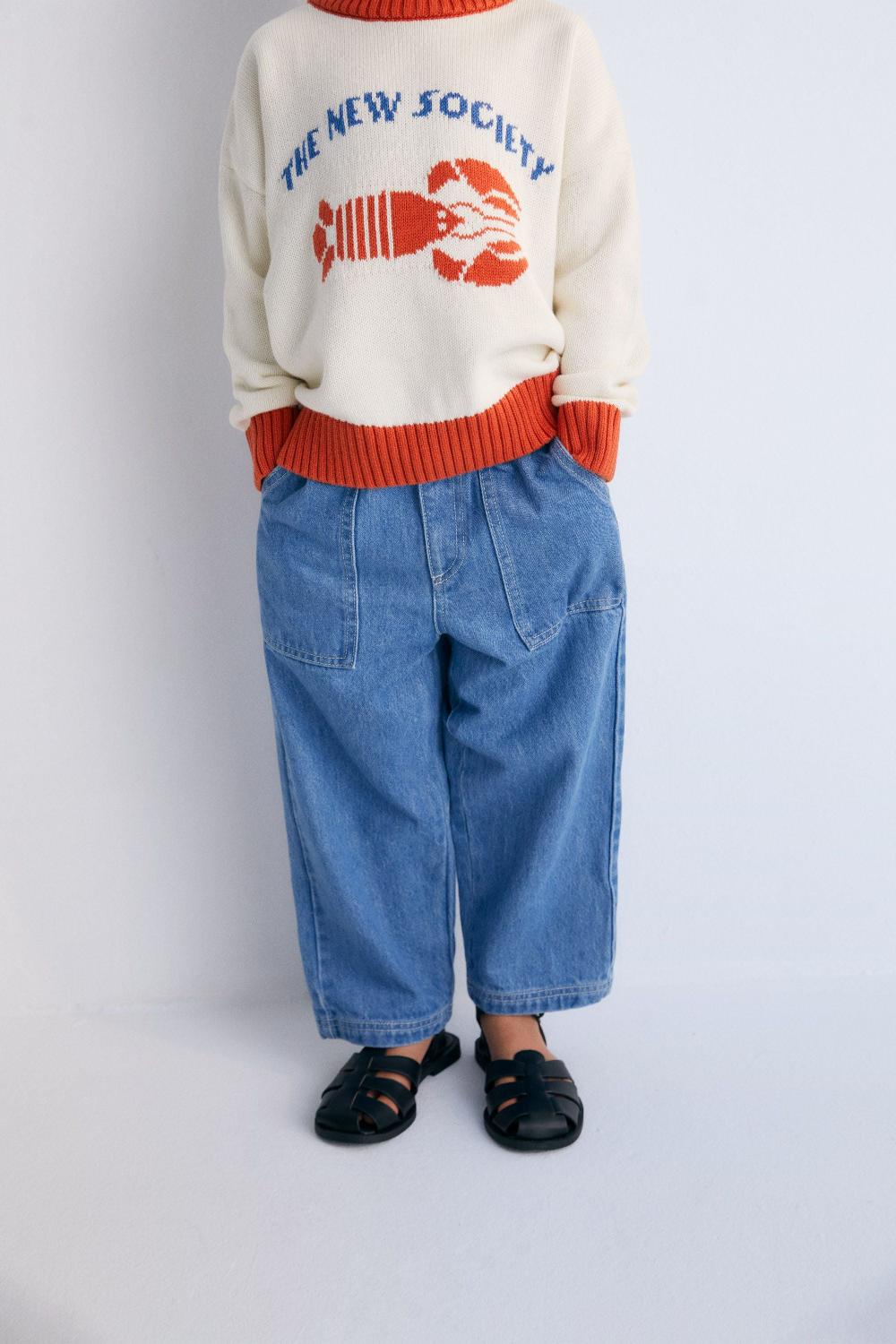 the new society Meganisi Pant Mid Mid Blue Denim En oferta