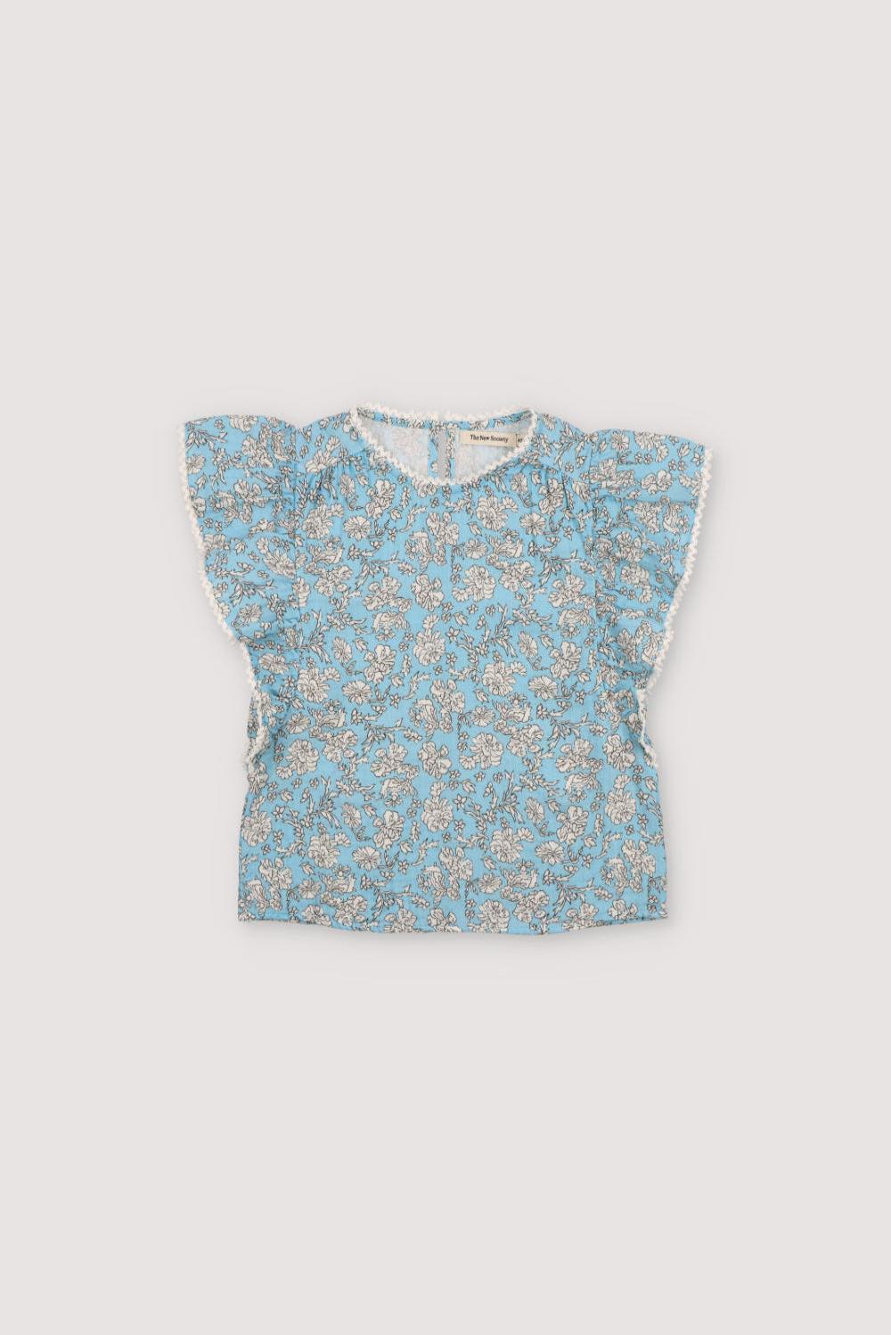 the new society Melina blusa peony polvo impresión azul
