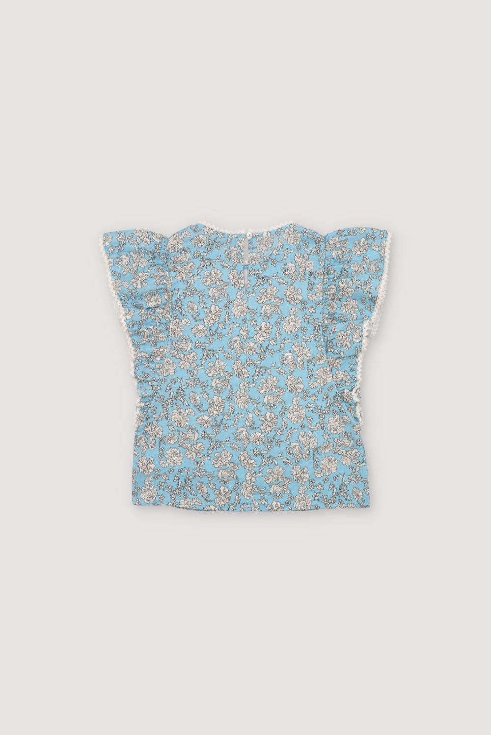 the new society Melina blusa peony polvo impresión azul 2025