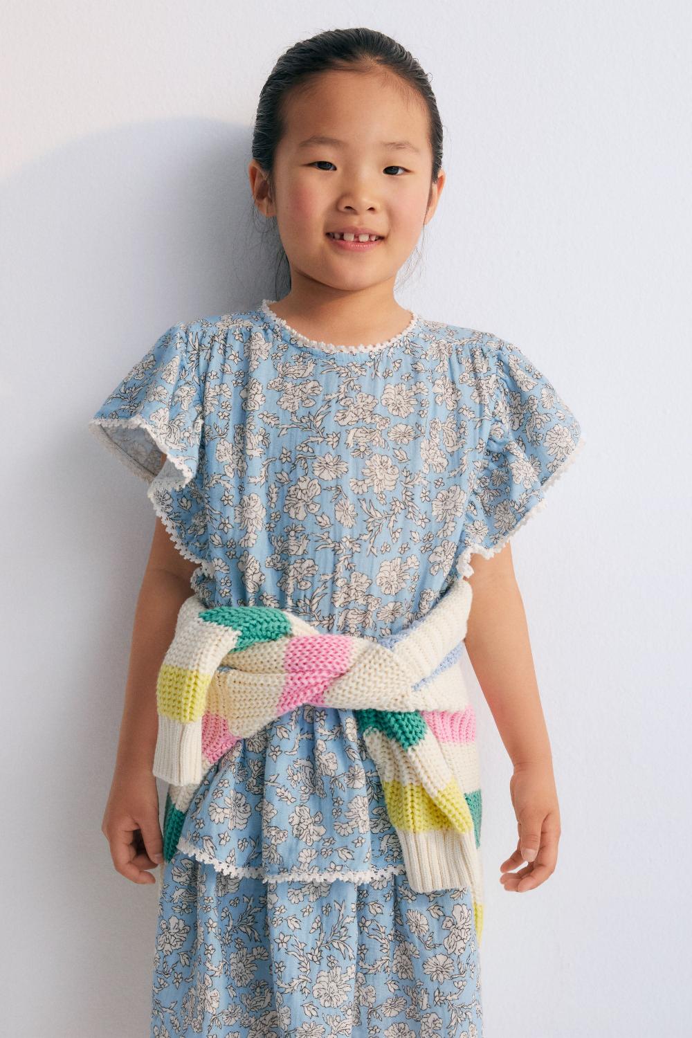 the new society Melina Dress Peony Powder Blue estampado Outlet