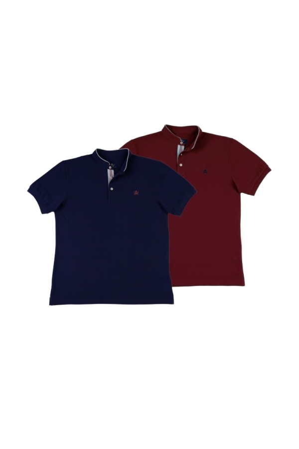 the time of bocha polo team Pack 2 Polos Mao Hombre The Time Of Bocha QV1PK.PL Denim-Burdeos
