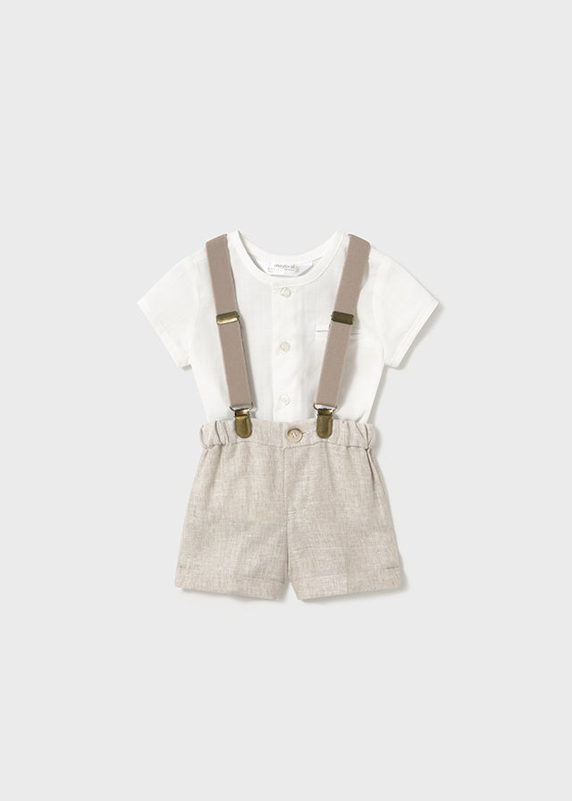 tiamia Conjunto pantalón corto tirantes y camisa recién nacido Tienda de fábrica