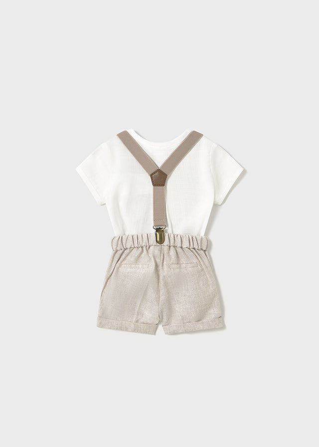 tiamia Conjunto pantalón corto tirantes y camisa recién nacido Tienda de fábrica