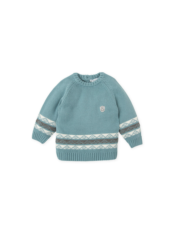 tiamia Jersey tricot cenefa verde mar niño Mejor oferta