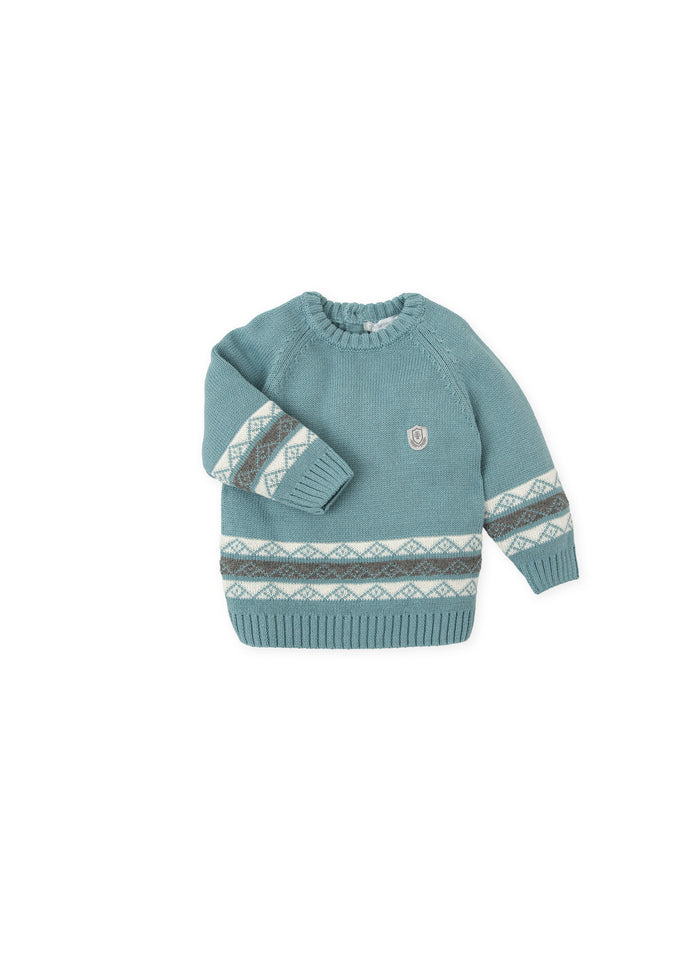 tiamia Jersey tricot cenefa verde mar niño Mejor oferta