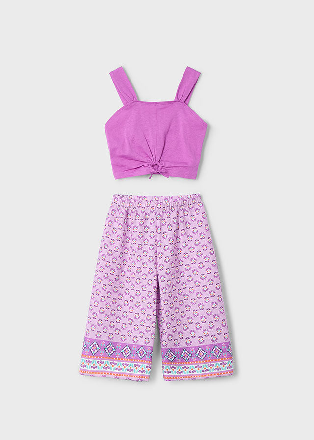 tiamia Conjunto pantalón largo estampado y top niña Ahorra y exporta