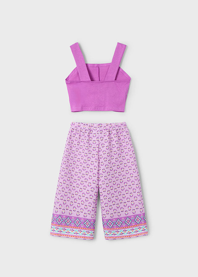 tiamia Conjunto pantalón largo estampado y top niña Ahorra y exporta