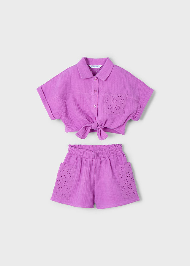 tiamia Conjunto short perforado niña Precios de Black Friday