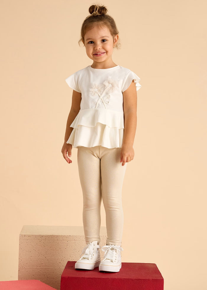 tiamia Conjunto legging tobillero y camiseta flores niña Descuentos del mes