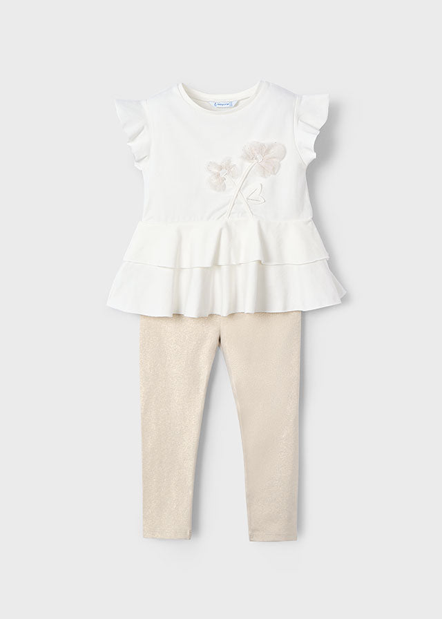 tiamia Conjunto legging tobillero y camiseta flores niña Descuentos del mes
