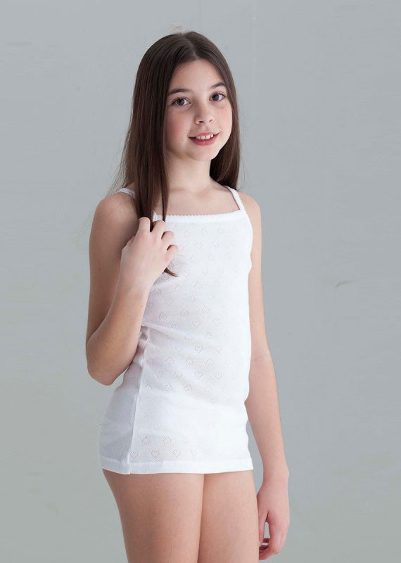 tiamia Camiseta tirante fino calado corazones Último día