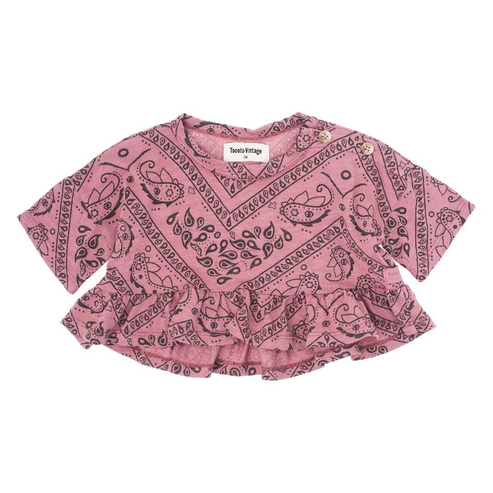 tocoto vintage CAMISETA VOLANTE ESTAMPADO BANDANA