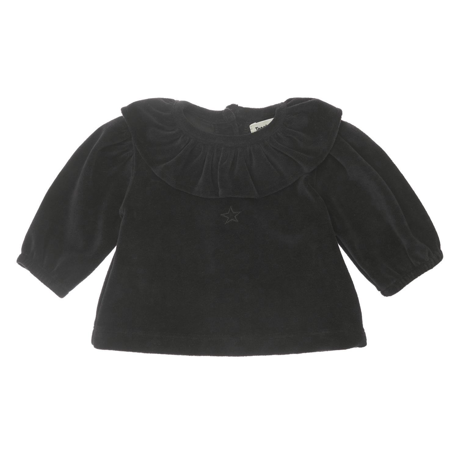 tocoto vintage Camiseta volante terciopelo bebe
