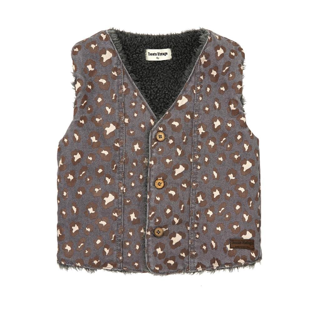 tocoto vintage Chaleco denim anim print