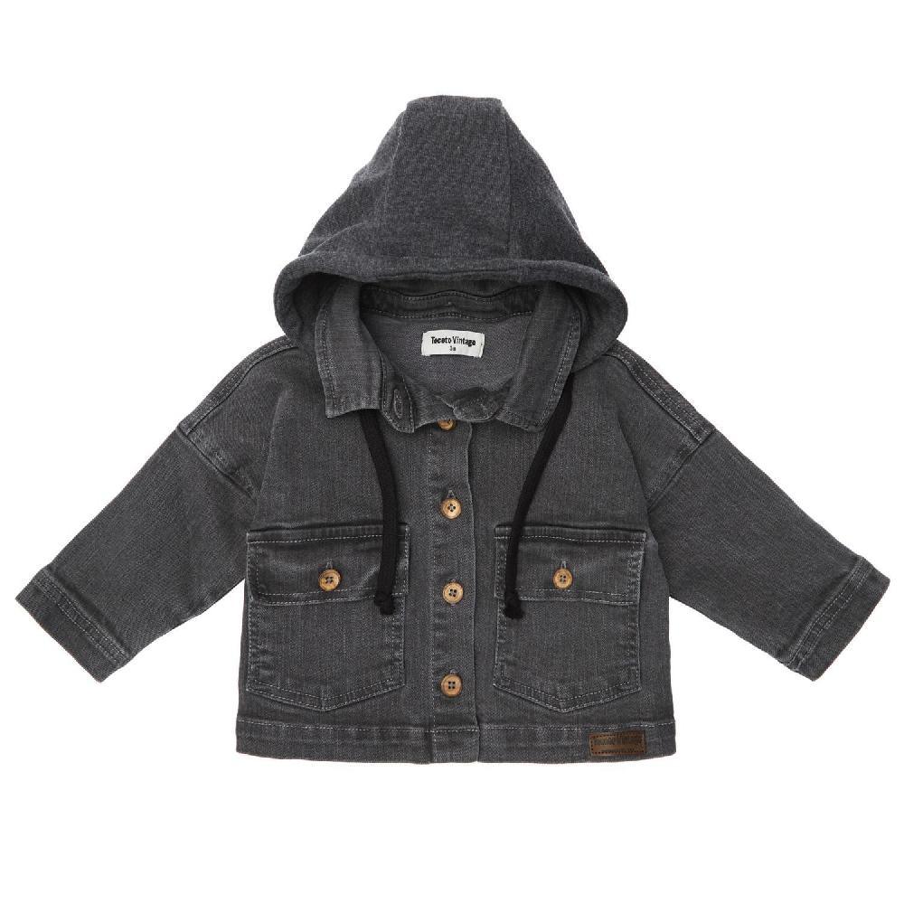 tocoto vintage Cazadora denim negra capucha bebe