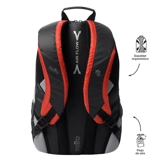 totto Mochila Teck - Negro/Rojo Gran oferta