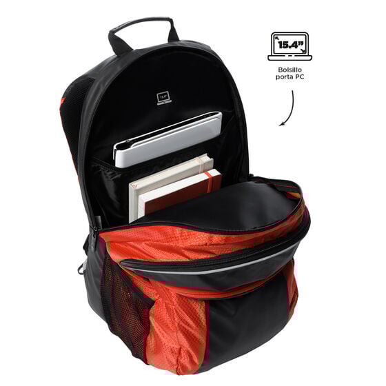 totto Mochila Teck - Negro/Rojo Gran oferta