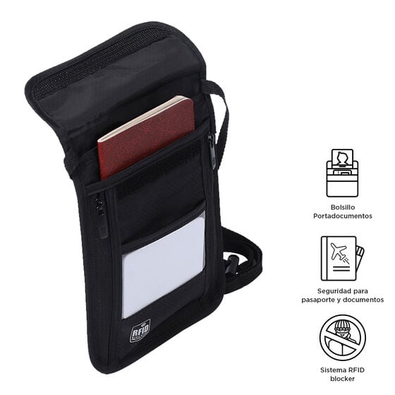 totto Porta Pasaporte Hang - Black Precio de fábrica