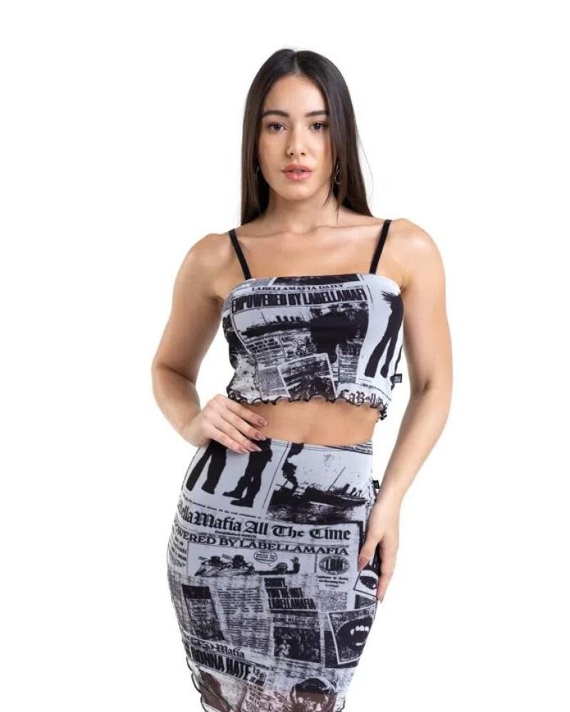 viceversa CONJUNTO TOP Y POLLERA ESTAMPADO LBM ÚLTIMAS EDICIONES