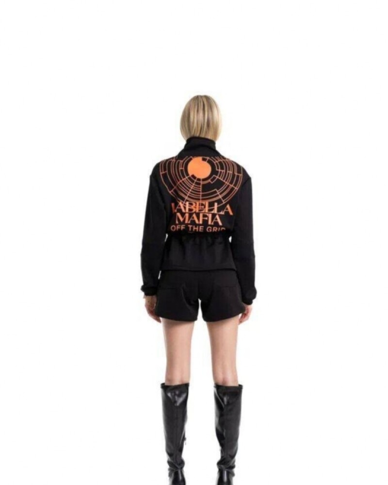 viceversa CHAQUETA NEGRA FUTURA CON ESTAMPA NARANJA Precios de Black Friday