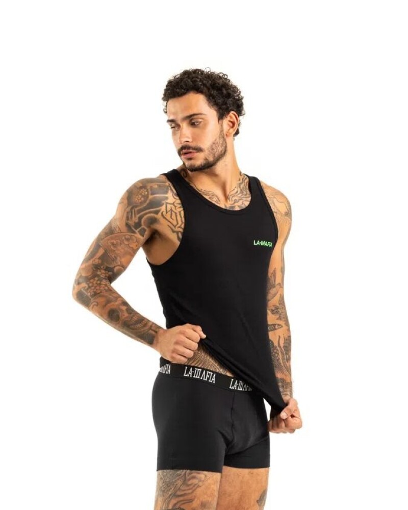 viceversa CONJUNTO MUSCULOSA Y BóXER NEGRO Precio ultrabajo