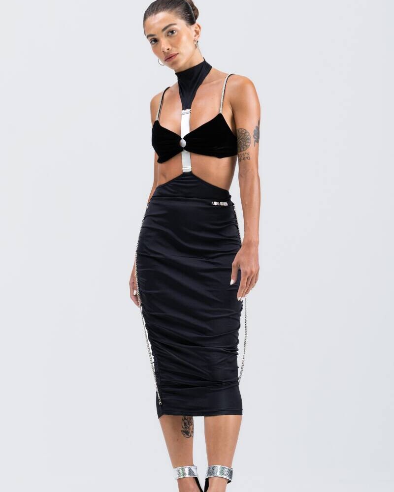 viceversa FALDA NEGRA CON DETALLES PLATEADOS Rebajas baratas