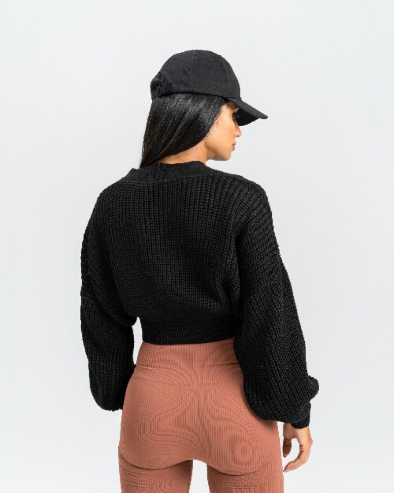 viceversa CARDIGAN CORTO NEGRO CON BOTONES Venta caliente