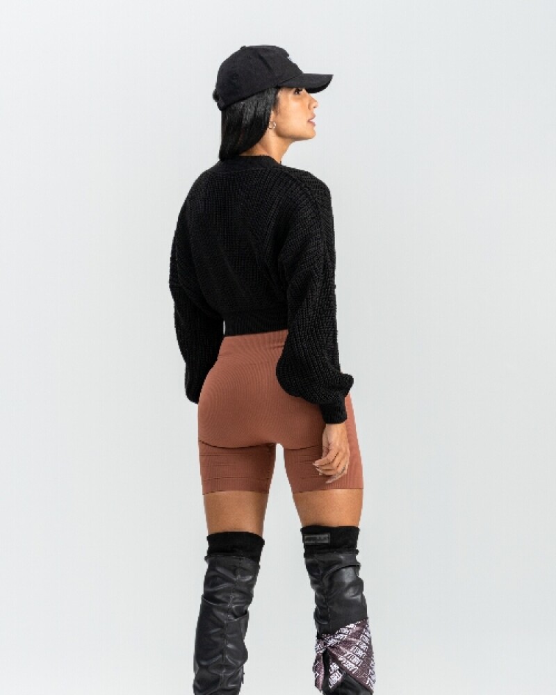 viceversa CARDIGAN CORTO NEGRO CON BOTONES Venta caliente