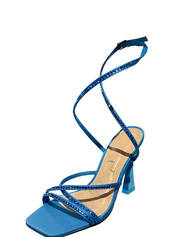 viceversa SANDALIA TACO ALTO FINO CELESTE CON BRILLOS Venta caliente