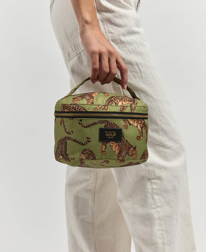 wouf Olive Leopard Vanity Bag Descuento por venta flash