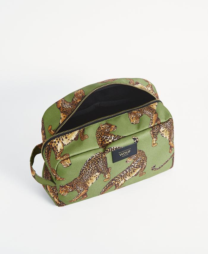 wouf Olive Leopard Large Toiletry Bag Liquidación