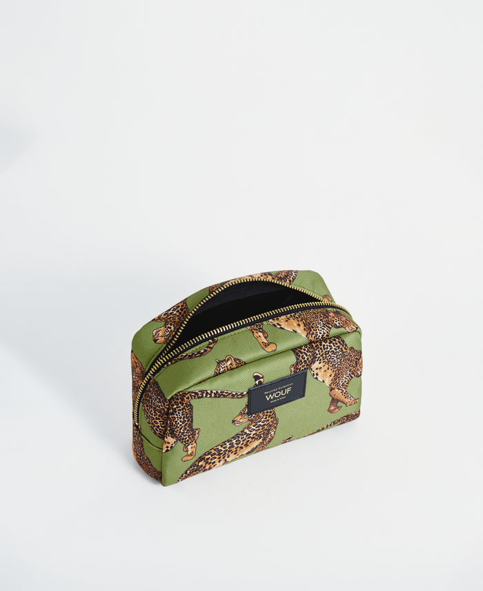 wouf Olive Leopard Toiletry Bag Venta caliente