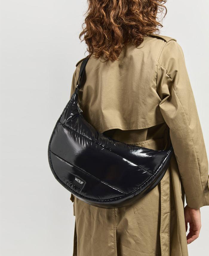 wouf Black Glossy Large Crossbody Bag Promoción por tiempo limitado