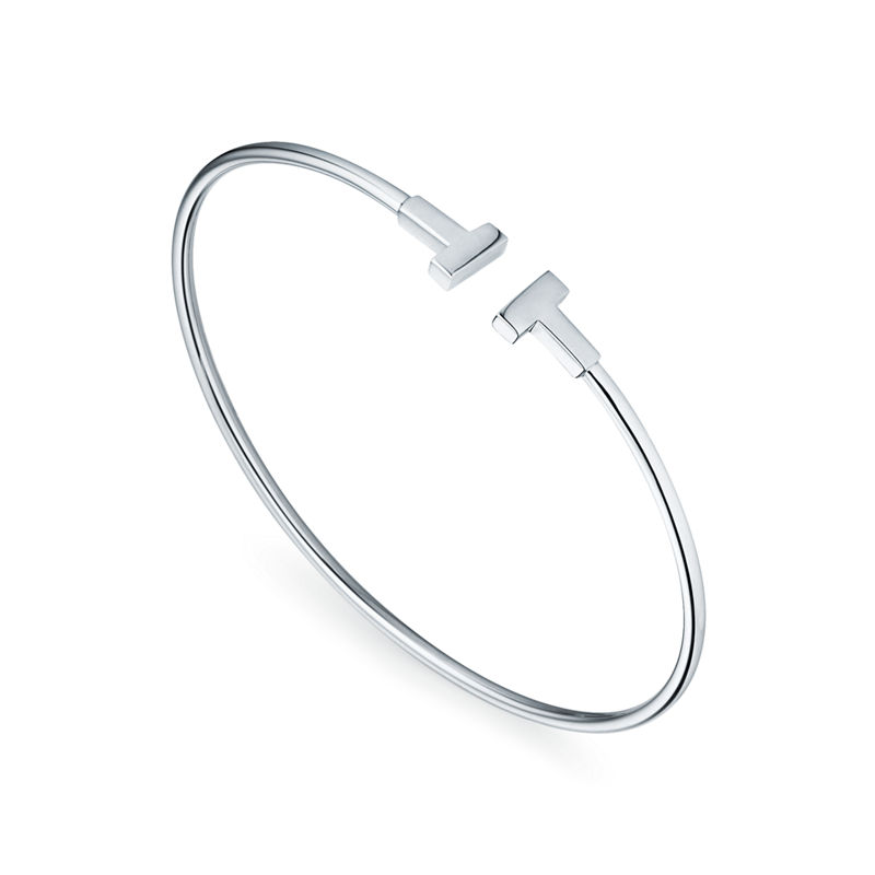 Tiffany & Co. Tiffany T Pulsera Wire estrecha de oro blanco En línea