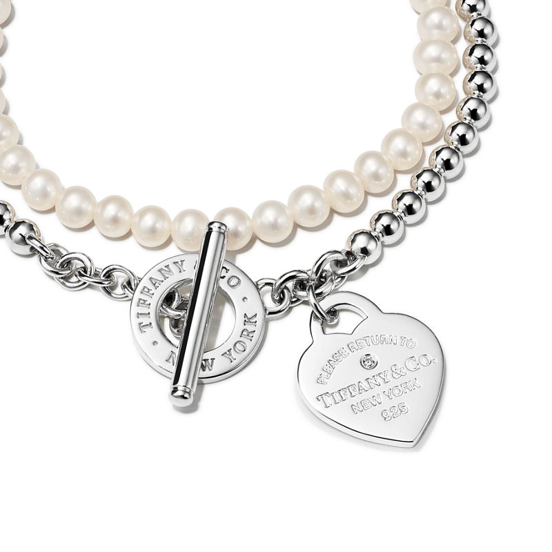 Tiffany & Co. Return to Tiffany™ Pulsera de cuentas de varias vueltas en plata con perlas y un diamante tamaño pequeño Rebajas