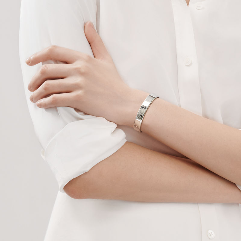 Tiffany & Co. Return to Tiffany™ Brazalete estrecho en plata de ley con diamantes Venta caliente